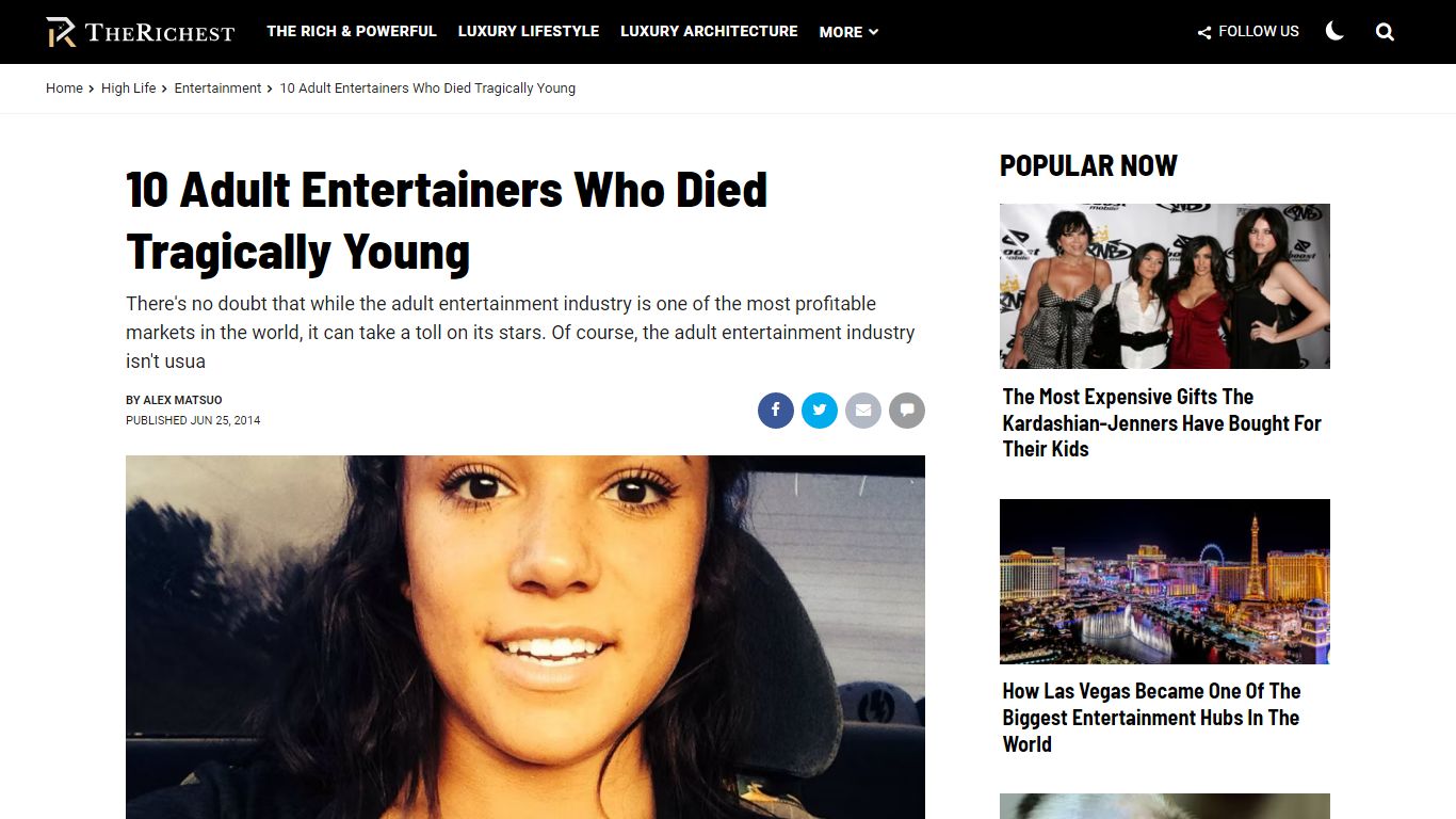 10 Adult Entertainers Who Died Tragically Young | TheRichest